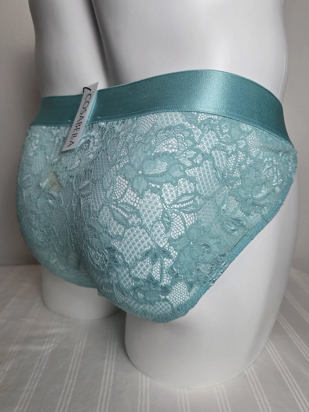 Cosabella Men's Light Teal Briefs with Lace Trim